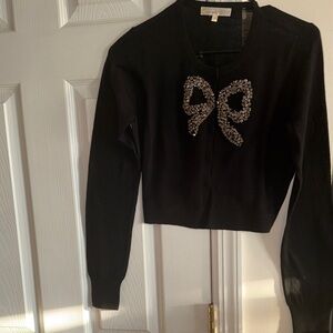 LoveShackFancy Modine Cardigan with Embellished Bow